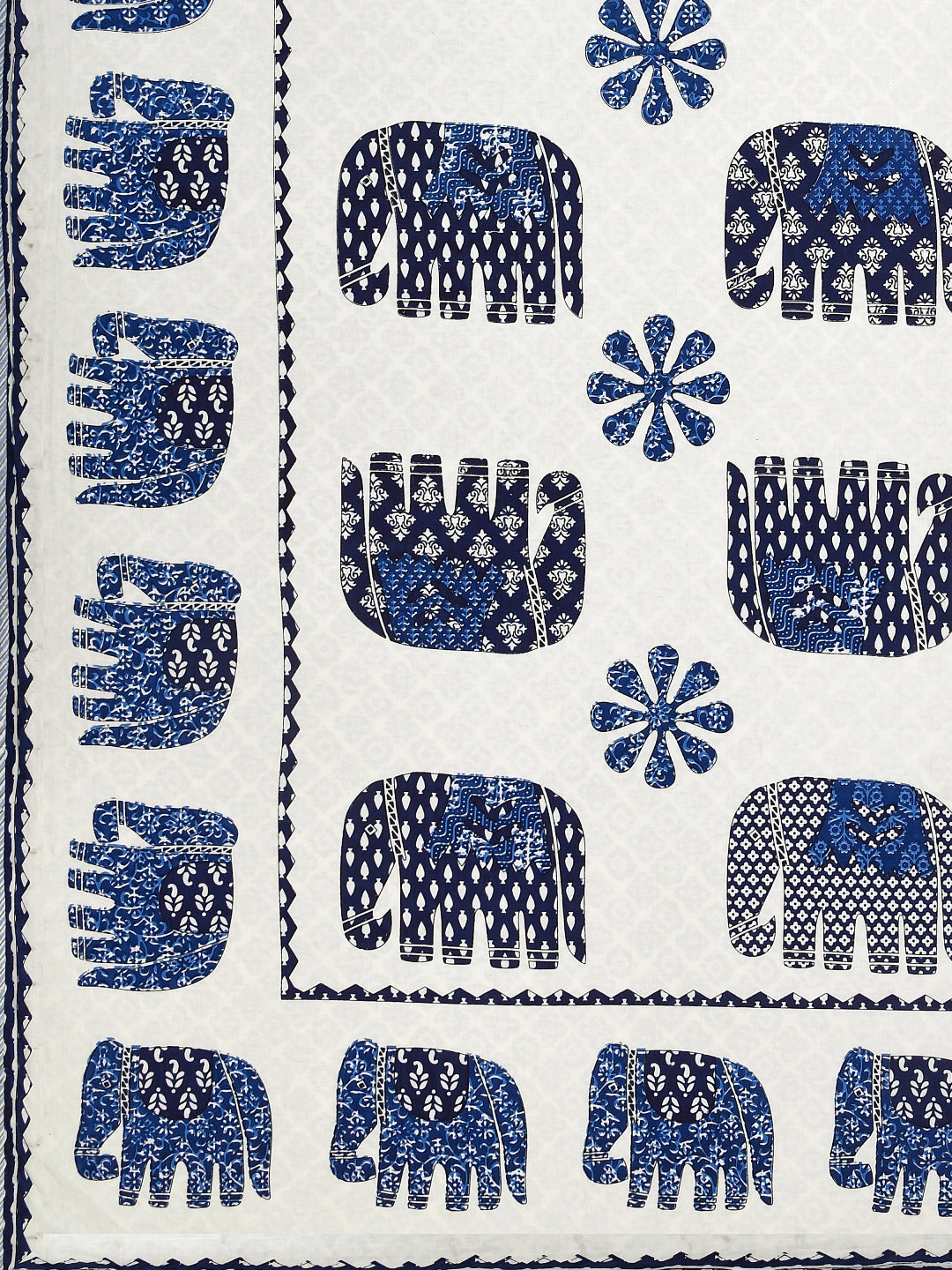 LIVING ROOTS Blue and White Elephant Block Print Reversible AC Dohar- 100% Cotton (21-011-A)