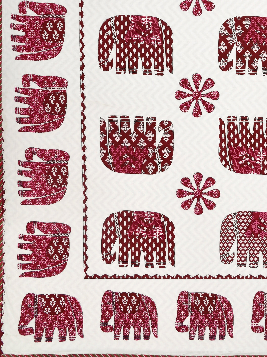 Pink and White Elephant Block Print Reversible AC Dohar- 100% Cotton