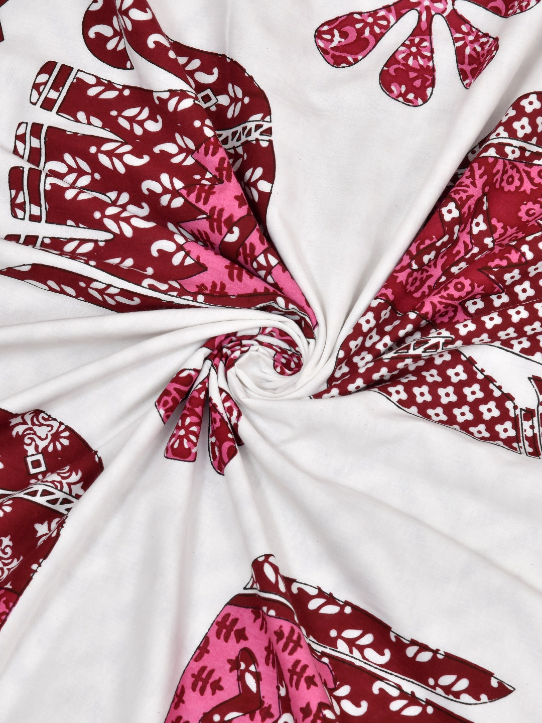 Pink and White Elephant Block Print Reversible AC Dohar- 100% Cotton