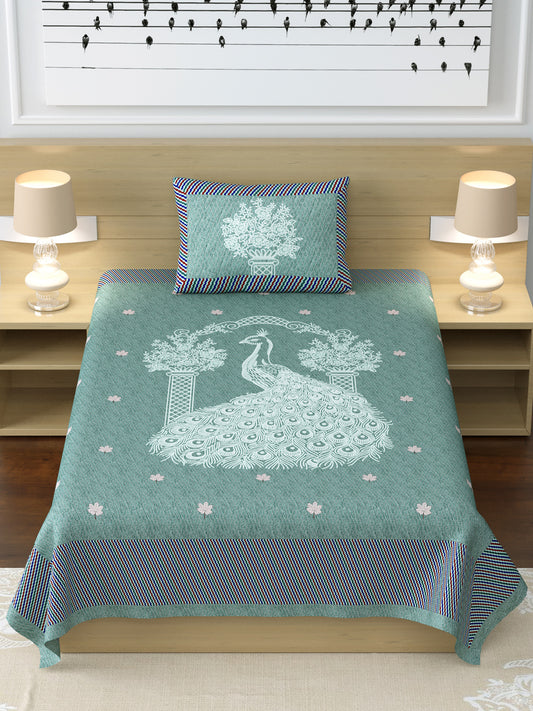 LIVING ROOTS Single Bedsheet Pure Cotton Fabric Size 60*90 Green Colour (30-005-A)