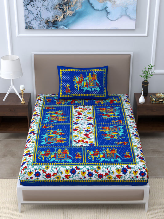 Single Bed Bedsheet   Pure Cotton Fabric Size  60*90 Sanganeri Print Blue Colour