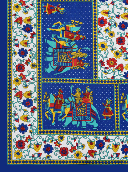 LIVING ROOTS Single Bed Bedsheet   Pure Cotton Fabric Size  60*90 Sanganeri Print Blue Colour (30-012-A)