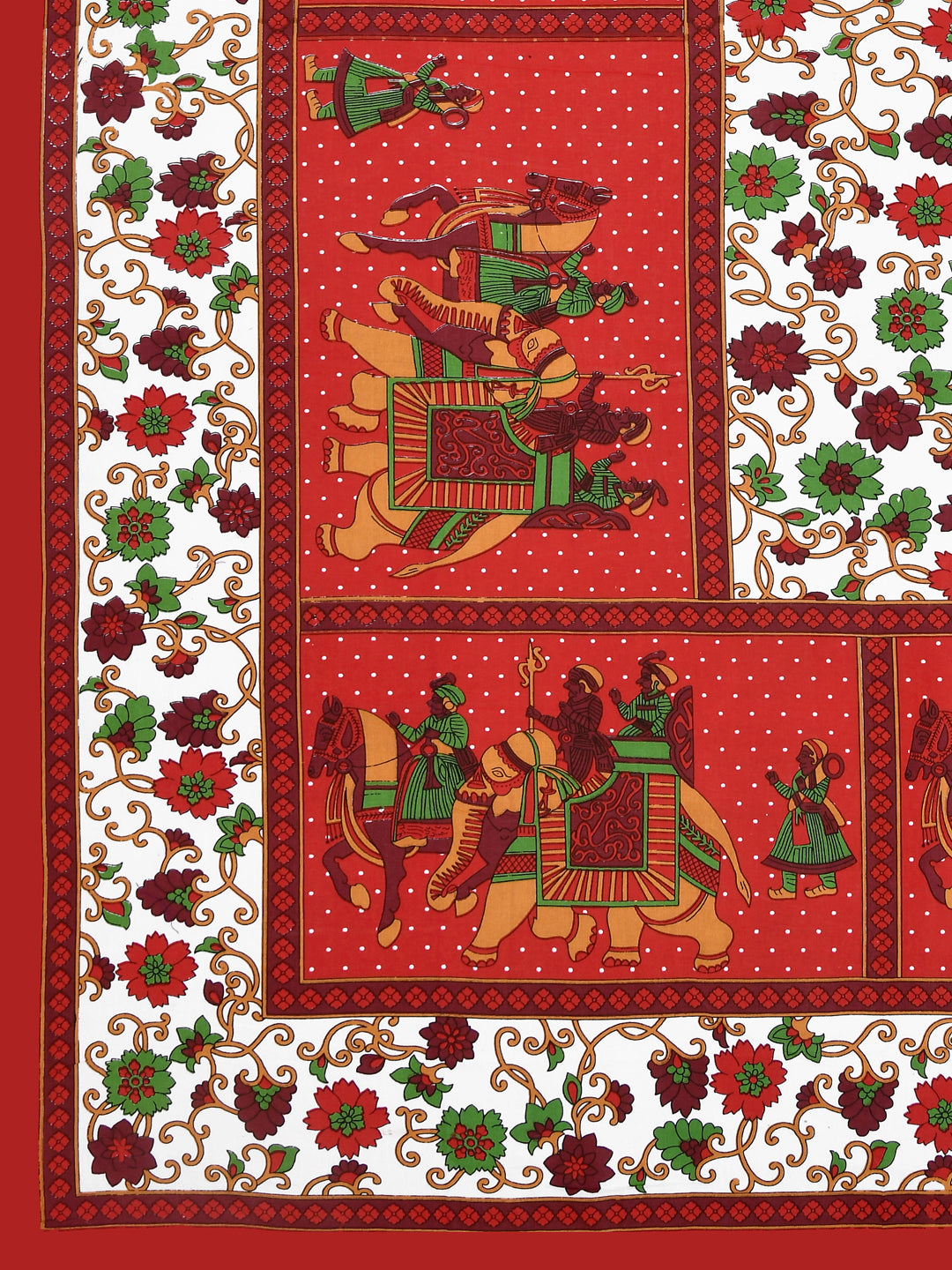 LIVING ROOTS Single Bed Bedsheet Pure Cotton Fabric Size  60*90 Sanganeri Print Red Colour (30-012-C)