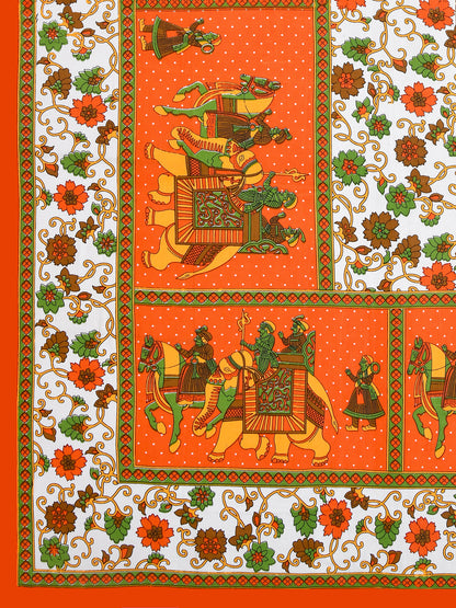 Copy of Single Bed Bedsheet Pure Cotton Fabric Size  60*90 Sanganeri Print Orange Colour