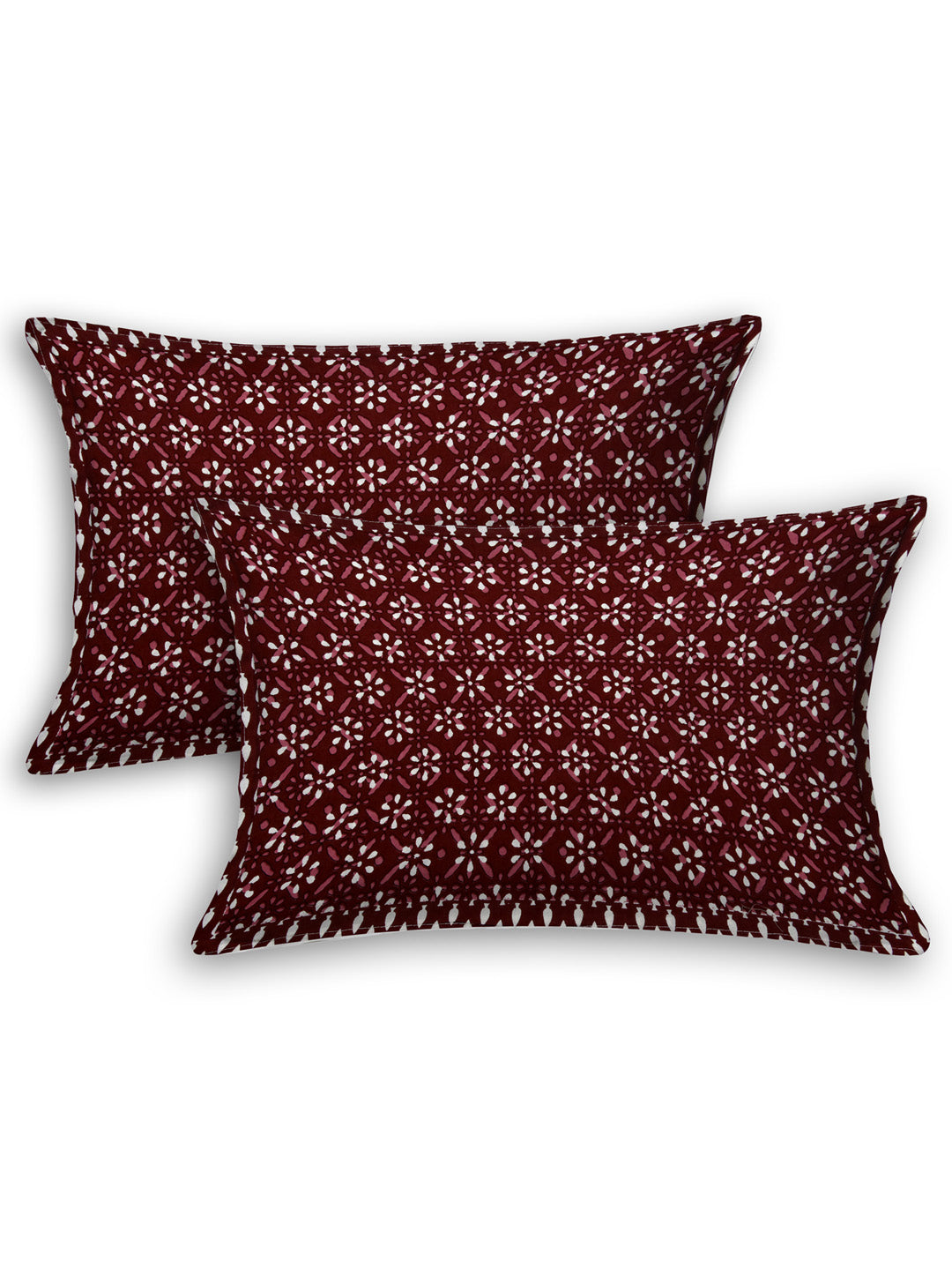 LIVING ROOTS Double Bedsheet King Size Maroon Colour Pure Cotton - 1 Bedsheet with 2 Pillow Covers (31-037-A)