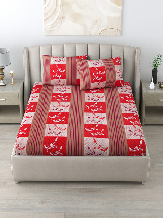 LIVING ROOTS Double Bedsheet Pure Cotton Red Colour  Queen Size With 2 Pillow Cover (31-163-A)
