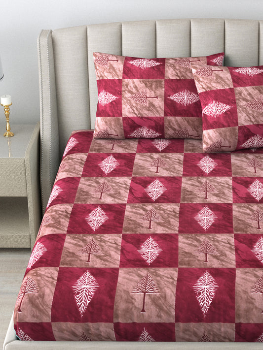 LIVING ROOTS Double Bedsheet Pure Cotton Pink Colour  Queen Size With 2 Pillow Cover (31-164-A)