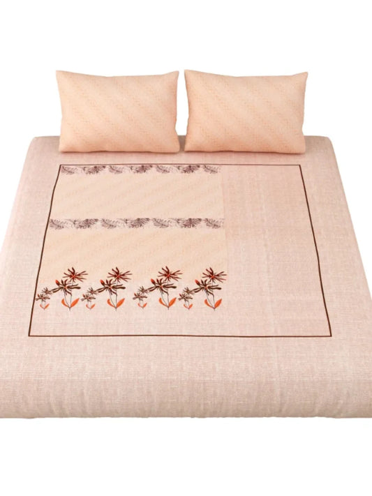 LIVING ROOTS Double Bedsheet Pure Cotton 1 Queen Size Bedsheet with 2 Pillow Cover 86*96 inches (7*8 Feet) | Rich Fast Colour with No Colour Bleeding | Soft, Breathable & Skin Friendly, Keeps Your Body Cool(302-A)