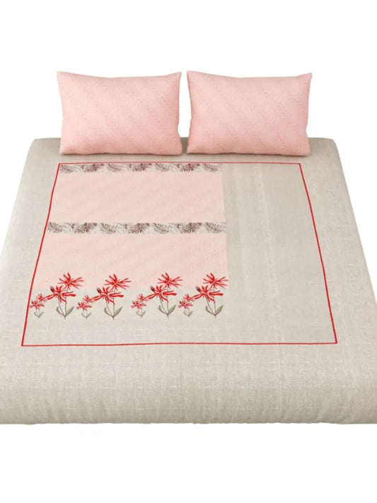 Double Bedsheet Pure Cotton 1 Queen Size Bedsheet with 2 Pillow Cover 86*96 inches (7*8 Feet) | Rich Fast Colour with No Colour Bleeding | Soft Skin Friendly (302-B)