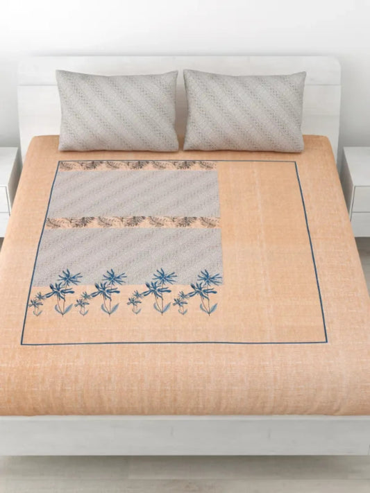 LIVING ROOTS Double Bedsheet Pure Cotton 1 Queen Size Bedsheet with 2 Pillow Cover 86*96 inches (7*8 Feet) | Rich Fast Colour with No Colour Bleeding | Soft, Breathable & Skin Friendly, Keeps Your Body Cool(302-C)