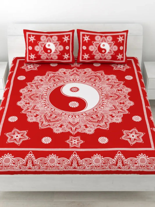 Double Bedsheet Pure Cotton 1 Queen Size Bedsheet with 2 Pillow Cover 86*96 inches (7*8 Feet) | Rich Fast Colour with No Colour Bleeding | Soft Skin Friendly (303-B)