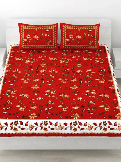 LIVING ROOTS Double Bedsheet Pure Cotton 1 Queen Size Bedsheet with 2 Pillow Cover 86*96 inches (7*8 Feet) | Rich Fast Colour with No Colour Bleeding | Soft, Breathable & Skin Friendly, Keeps Your Body Cool(304-C)