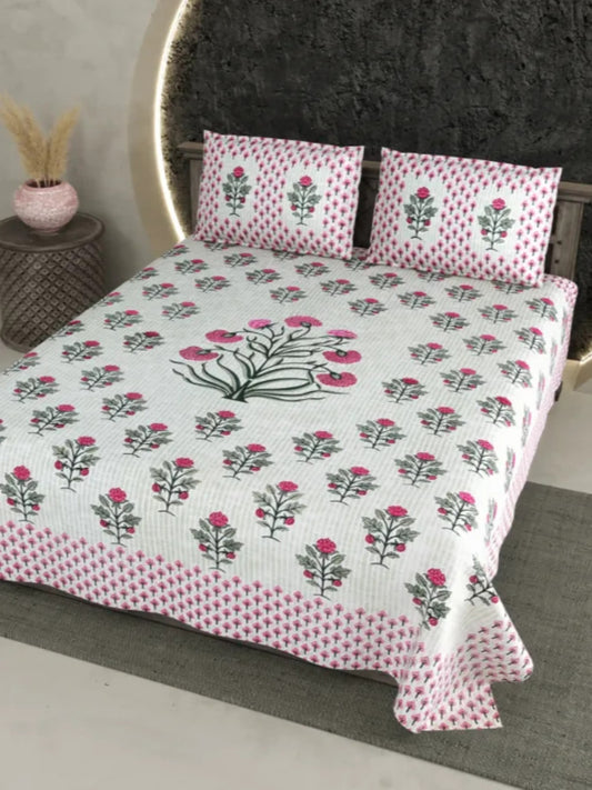 LIVING ROOTS Bedsheet Pure Cotton Double King Size Bedsheet with 2 Pillow Cover 86*104 inches (7*8.5 Feet) |Rich Fast Colour with No Colour Bleeding | Soft Skin Friendly (347-C)