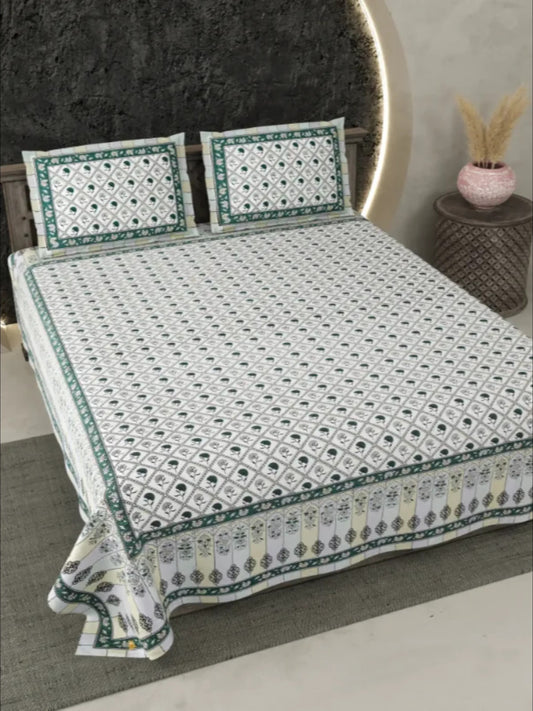 Bedsheet Pure Cotton Double King Size Bedsheet with 2 Pillow Cover 86*104 inches (7*8.5 Feet) |Rich Fast Colour with No Colour Bleeding | Soft Skin Friendly (349-C)
