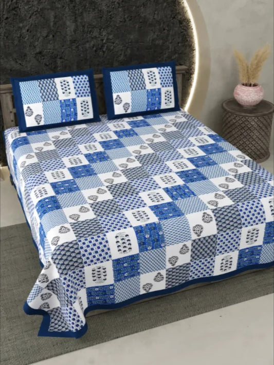 LIVING ROOTS Bedsheet Pure Cotton Double King Size Bedsheet with 2 Pillow Cover 86*104 inches (7*8.5 Feet) |Rich Fast Colour with No Colour Bleeding | Soft Skin Friendly (351-B)