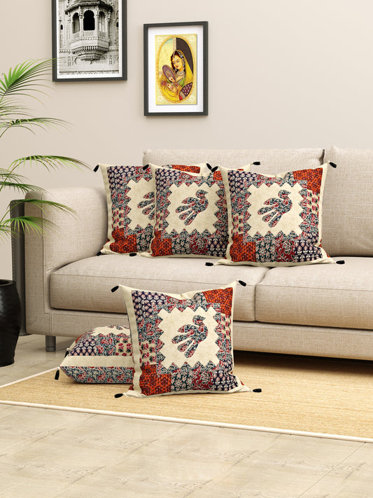 Living Roots Bird Patchwork Cotton Cushion Cover- Set of 5 (40-022-A)