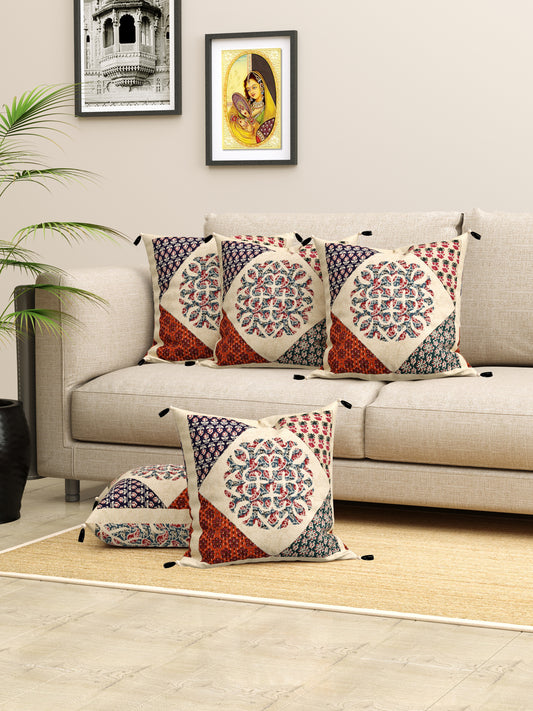 Living Roots Ethnic Patchwork Cotton Cushion Cover- Set of 5 (40-024-A)