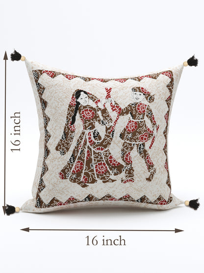 Ethnic Couple Patchwork Cotton Cushion Cover- Set of 5