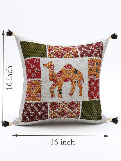 Living Roots Camel Patchwork Cotton Cushion Cover- Set of 5 (40-026-B)