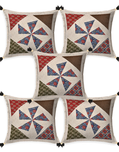 Living Roots Patchwork Cotton Cushion Cover- Set of 5 (40-027-A)