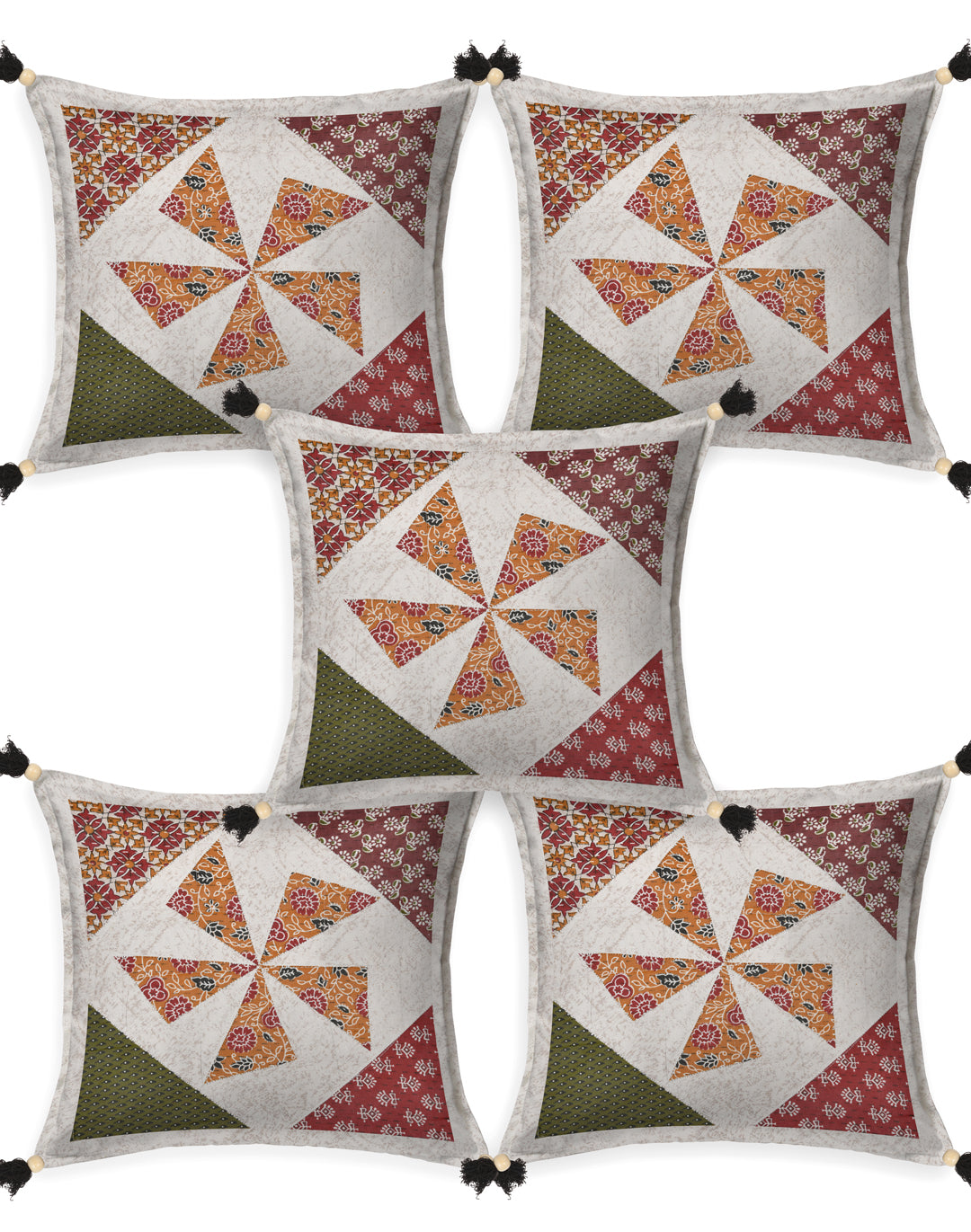 Living Roots Patchwork Cotton Cushion Cover- Set of 5 (40-027-C)