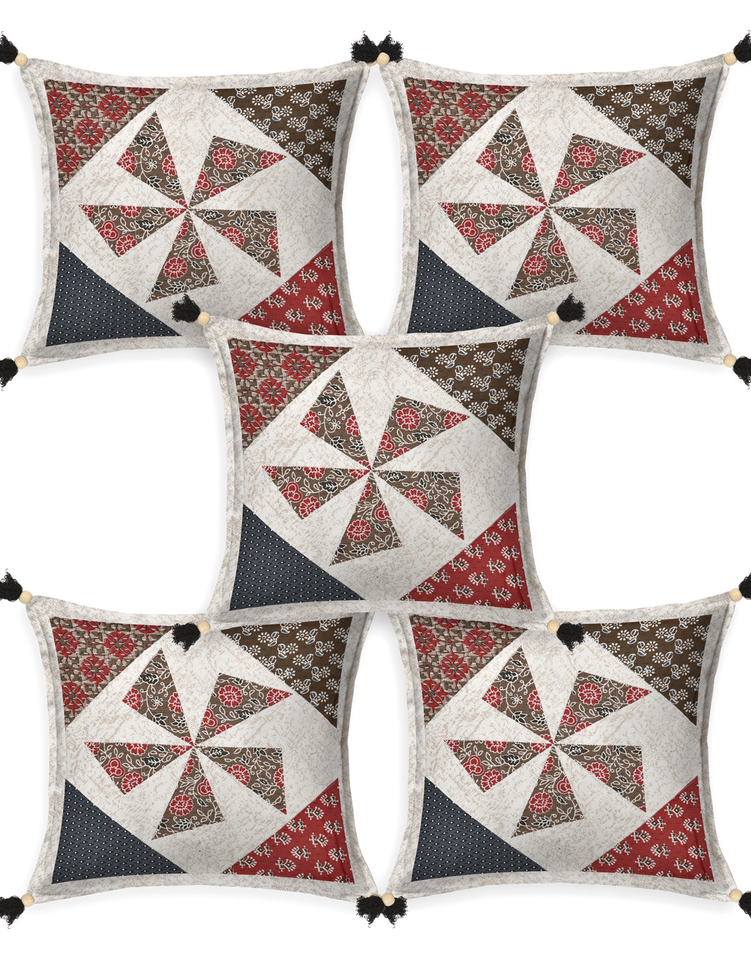Living Roots Patchwork Cotton Cushion Cover- Set of 5 (40-027-C)