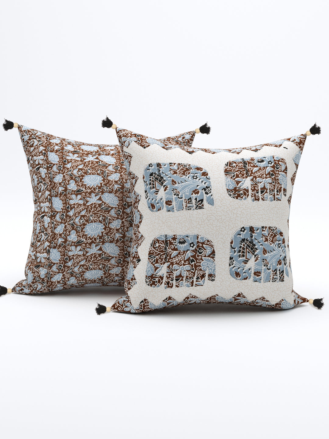 Living Roots Elephant Patchwork Cotton Cushion Cover- Set of 5 (40-029-B)