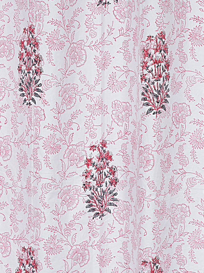 Cotton Flower Print 7 Feet Door Curtains-Set of 2