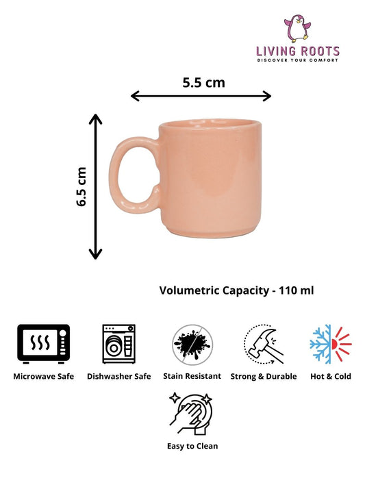 LIVING ROOTS Ceramic 110ml Small Size Cups | Tea, Coffee, Milk