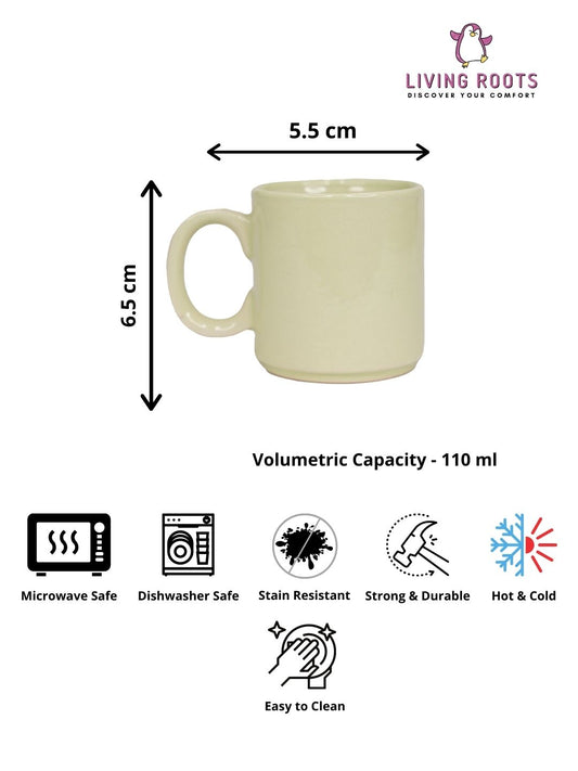 LIVING ROOTS Ceramic 110ml Small Size Cups | Tea, Coffee, Milk (LR-CM4-004)