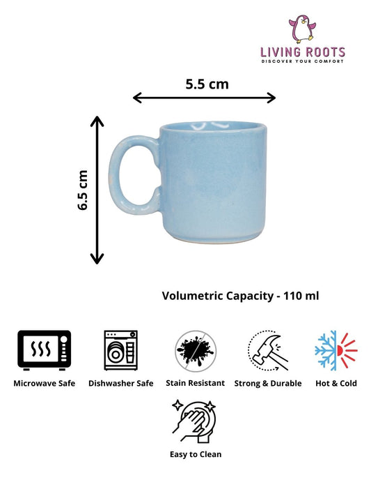 LIVING ROOTS Ceramic 110ml Small Size Cups | Tea, Coffee, Milk (LR-CM4-005)