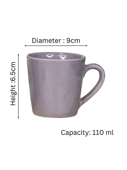 LIVING ROOTS Ceramic Capicity 110ml Small Size Cups | Tea, Coffee, Milk Cup 6.5Height X 9Diameter