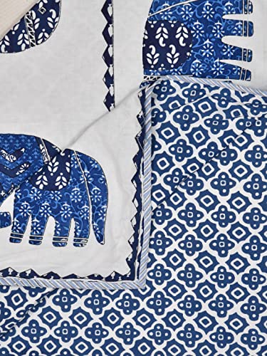 LIVING ROOTS 100% Cotton Dohar King Size Reversible Hand Block Printed Malmal Summer Dohar