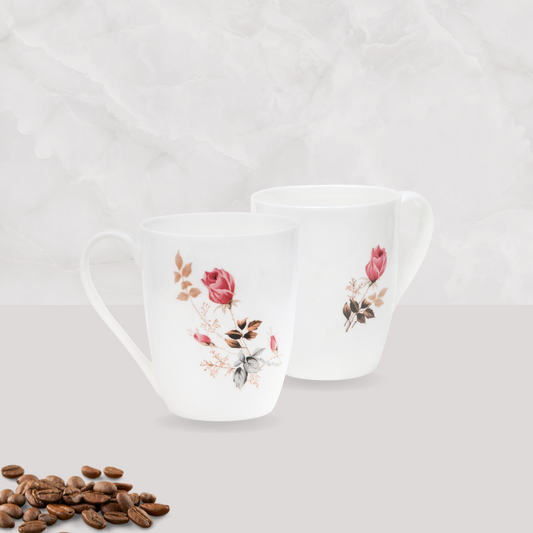 Oxford Floral Coffee & Milk Mug, 320ml, Set of 2, 082