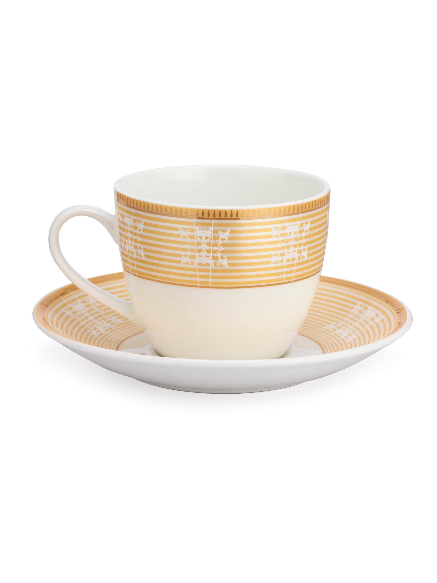 Cream Super Cup & Saucer, 210ml, Set of 12 (6 Cups + 6 Saucers) (S304)