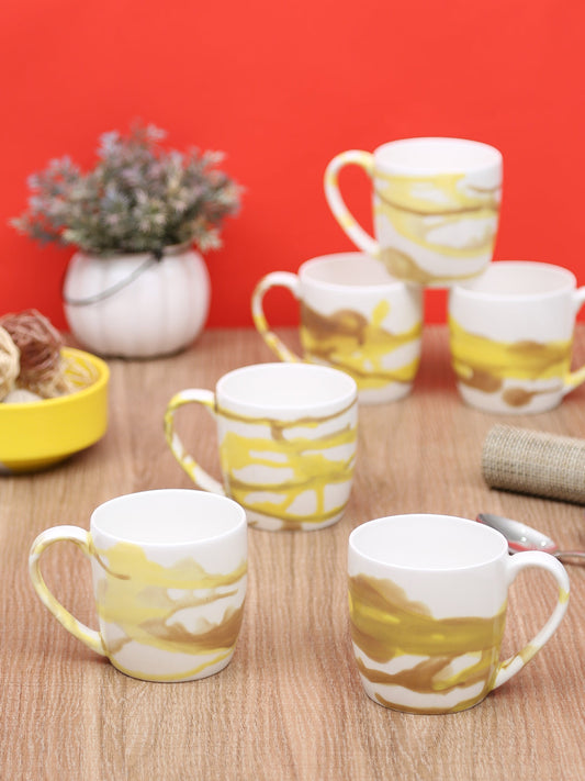 Alton Vista Coffee Mugs & Tea Cups, 210ml, Set of 6 (Brown)