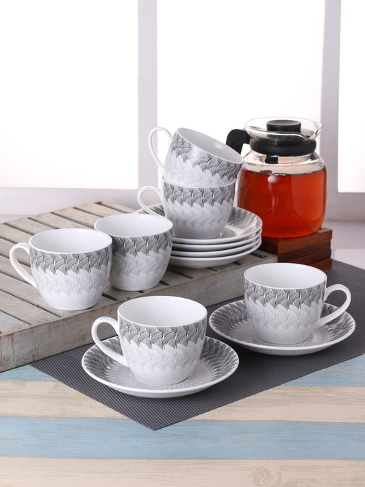 Cream Super Cup & Saucer, 210ml, Sets of 12 (6+6) (S332) - Clay Craft India
