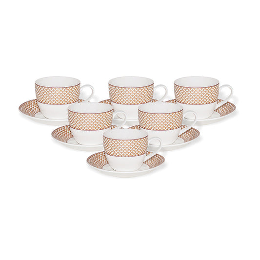 Cream Super Cup & Saucer, 210ml, Set of 12 (6 Cups + 6 Saucers) (S365)