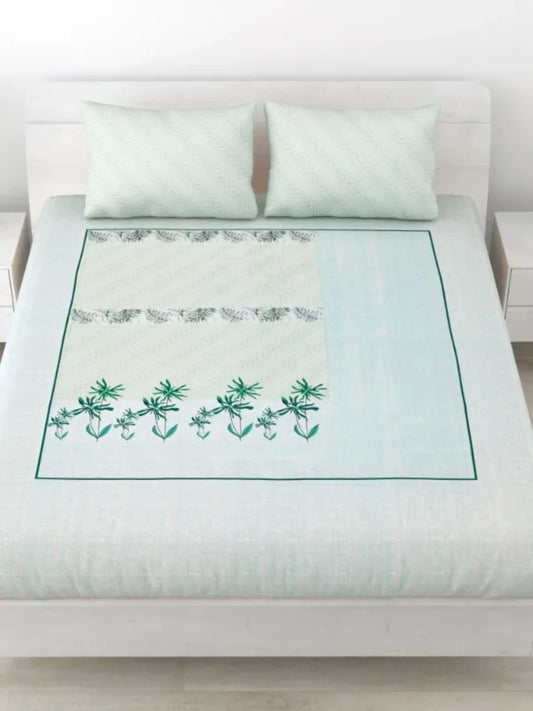 LIVING ROOTS Double Bedsheet Pure Cotton 1 Queen Size Bedsheet with 2 Pillow Cover 86*96 inches (7*8 Feet) | Rich Fast Colour with No Colour Bleeding | Soft, Breathable & Skin Friendly, Keeps Your Body Cool(302-D)
